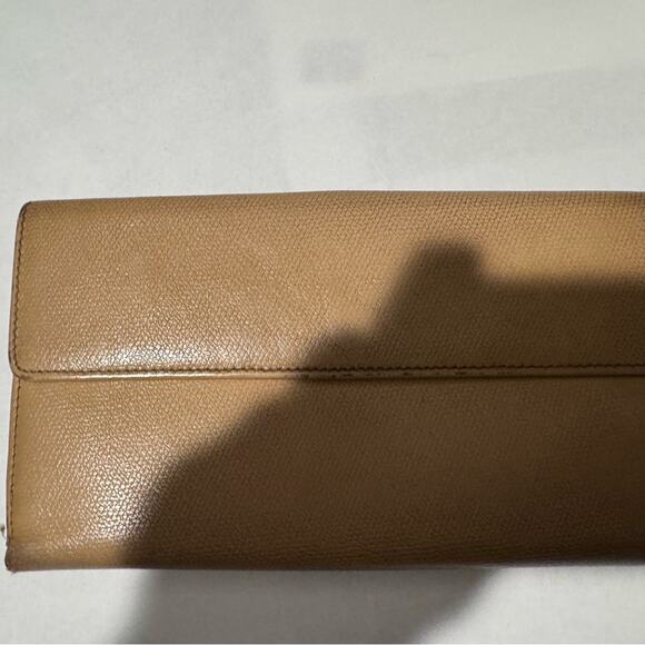 Chanel Vintage Beige Leather Wallet Clutch Authentic CC Logo Snap Closure - Picture 5 of 15